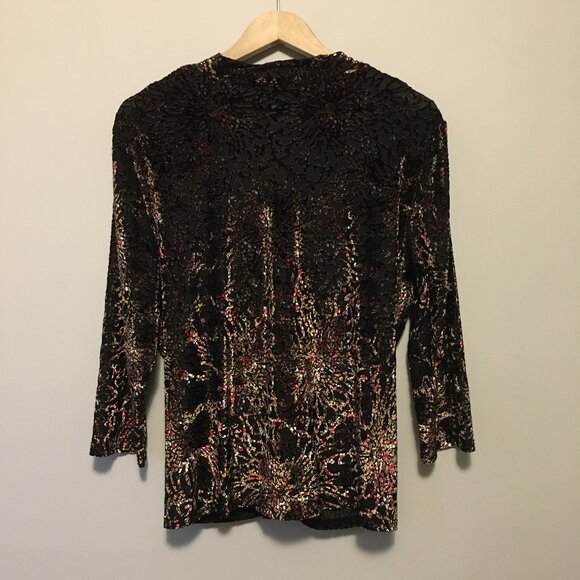 Y2K Vintage Libra Velvet Burn Out Sparkle Top Made in Canada - Picture 2 of 16